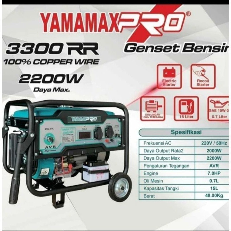 Genset YAMAMAX pro 3300 RR 2200 watt gulungan tembaga 4tak