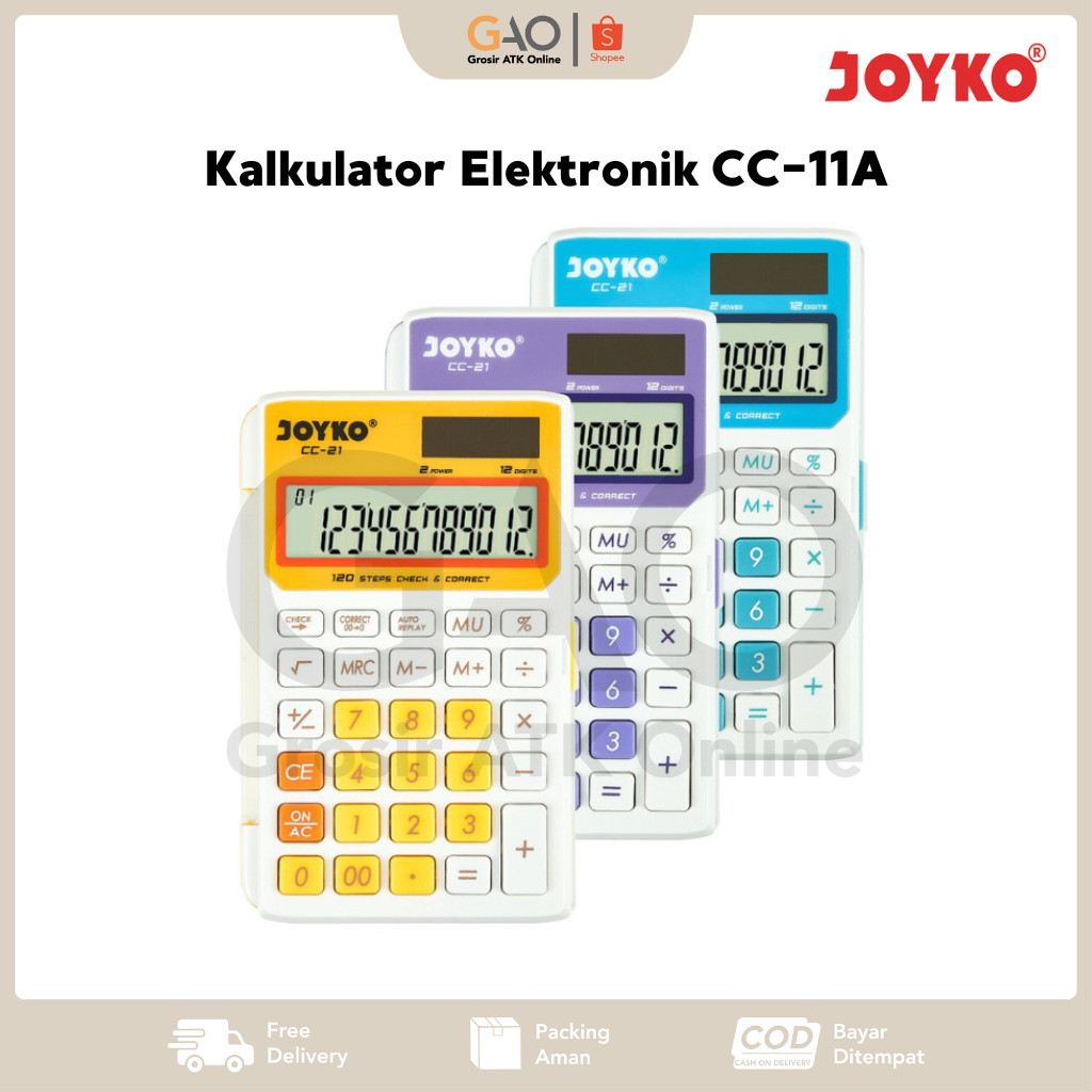 

Kalkulator Elektronik Joyko CC-21 12 Digit 3 Warna