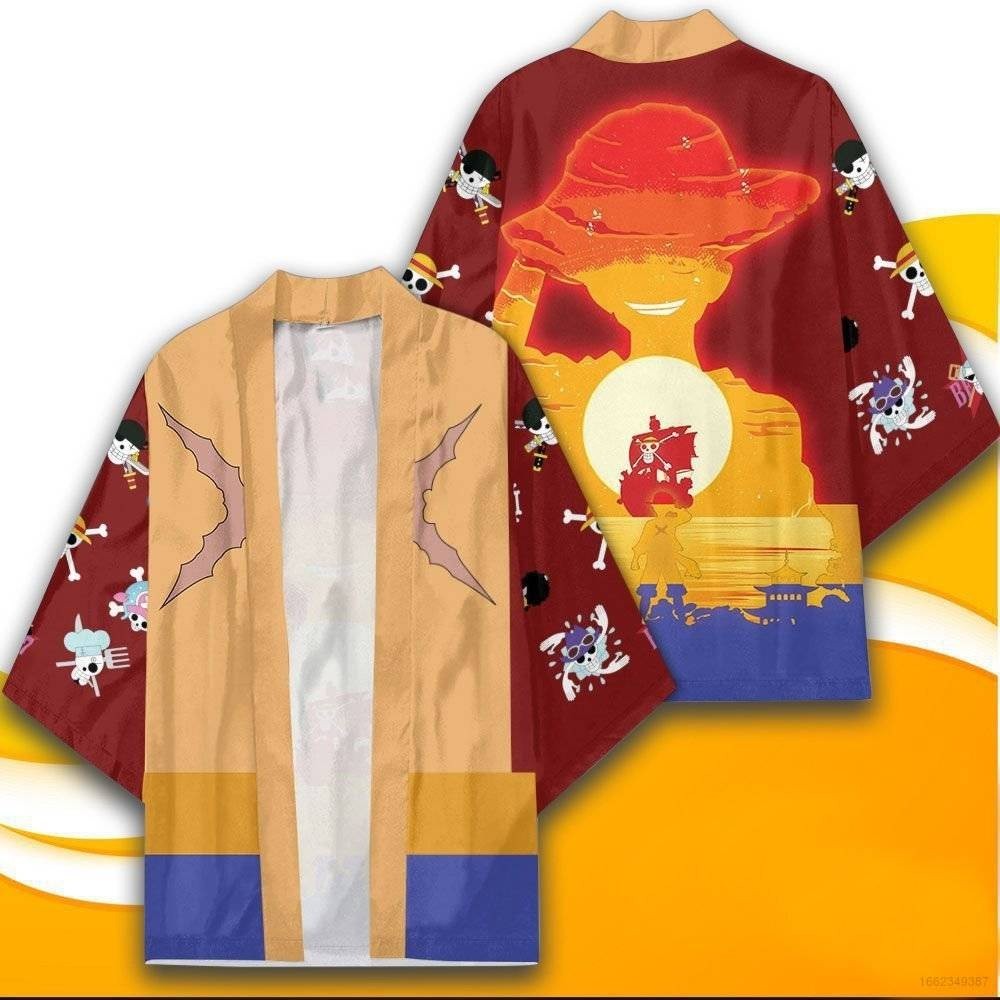 Baju NS3 Anime ONE PIECE Kimono Haori Luffy Zoro Nami Cosplay Top Casual Loose Outerwear Cardigan Pl