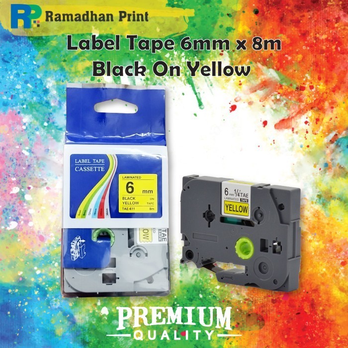 

Compatible Label Tape Laminated TZE-611 Black On Yellow
