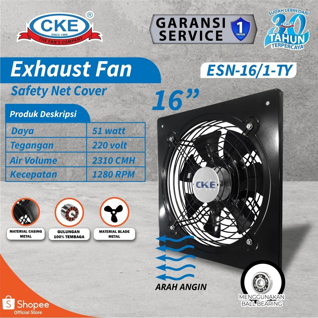 Wall Exhaust Fan 16" Inch Kipas Exhaust Fan Dinding Industrial 16 Inch