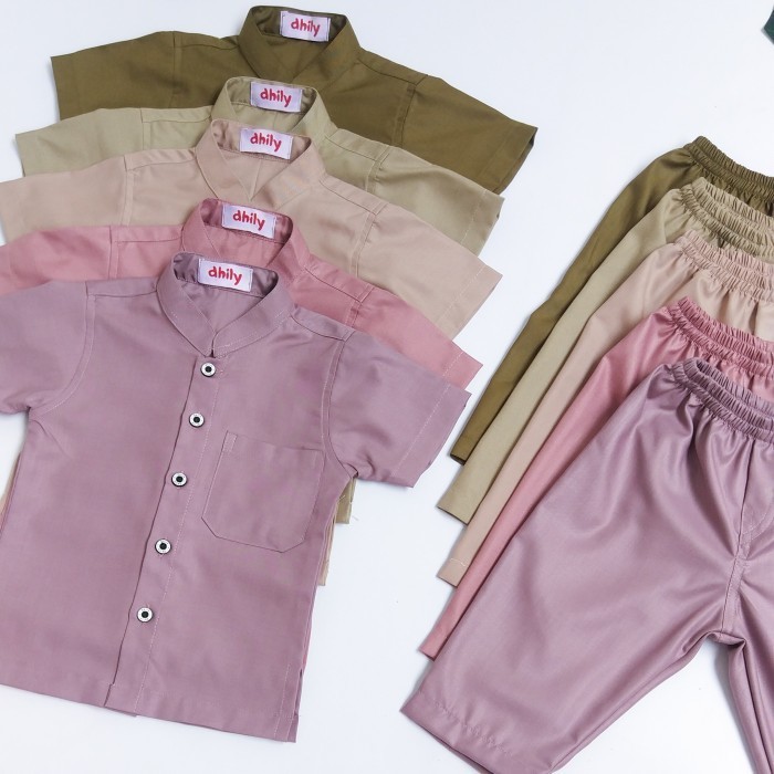 DHILY - Baju koko couple ayah anak - Olive, Xxs anak