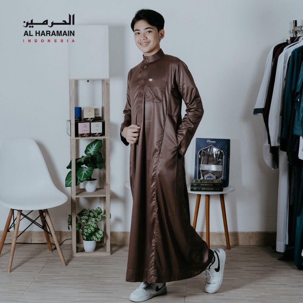 Gamis REMAJA Bisa COD AL Haramain Premium (09) logo | Putih | Navy | Abu | Coklat Tua | Coklat Susu 