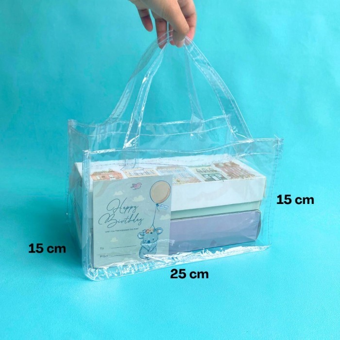 

TAS MIKA 25 x 15 untuk BROWNIES / Goodie bag bening transparant ultah