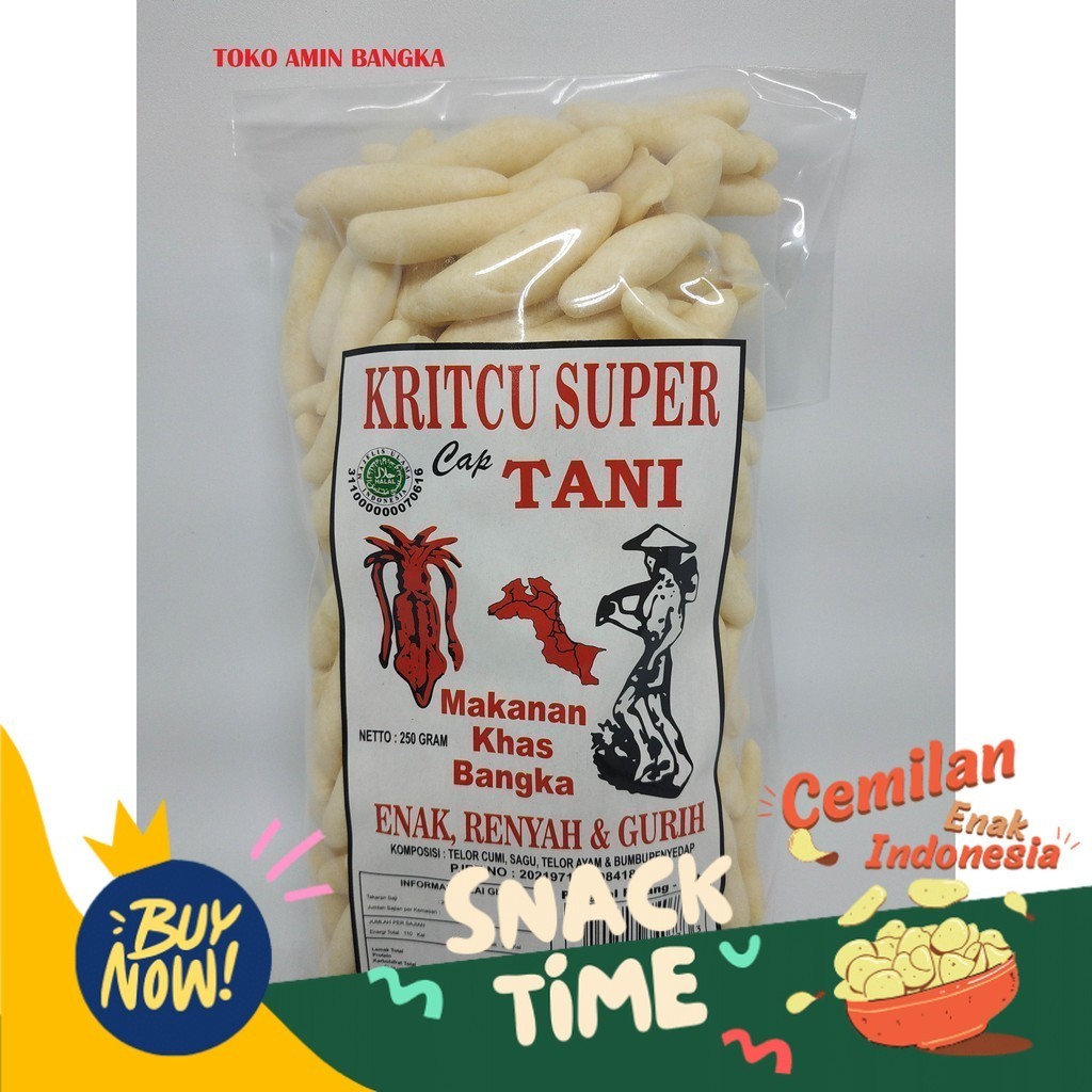 

PROMO SPESIAL KERUPUK TELOR CUMI KRICU KHAS BANGKA CAP TANI /SNACK/CEMILAN