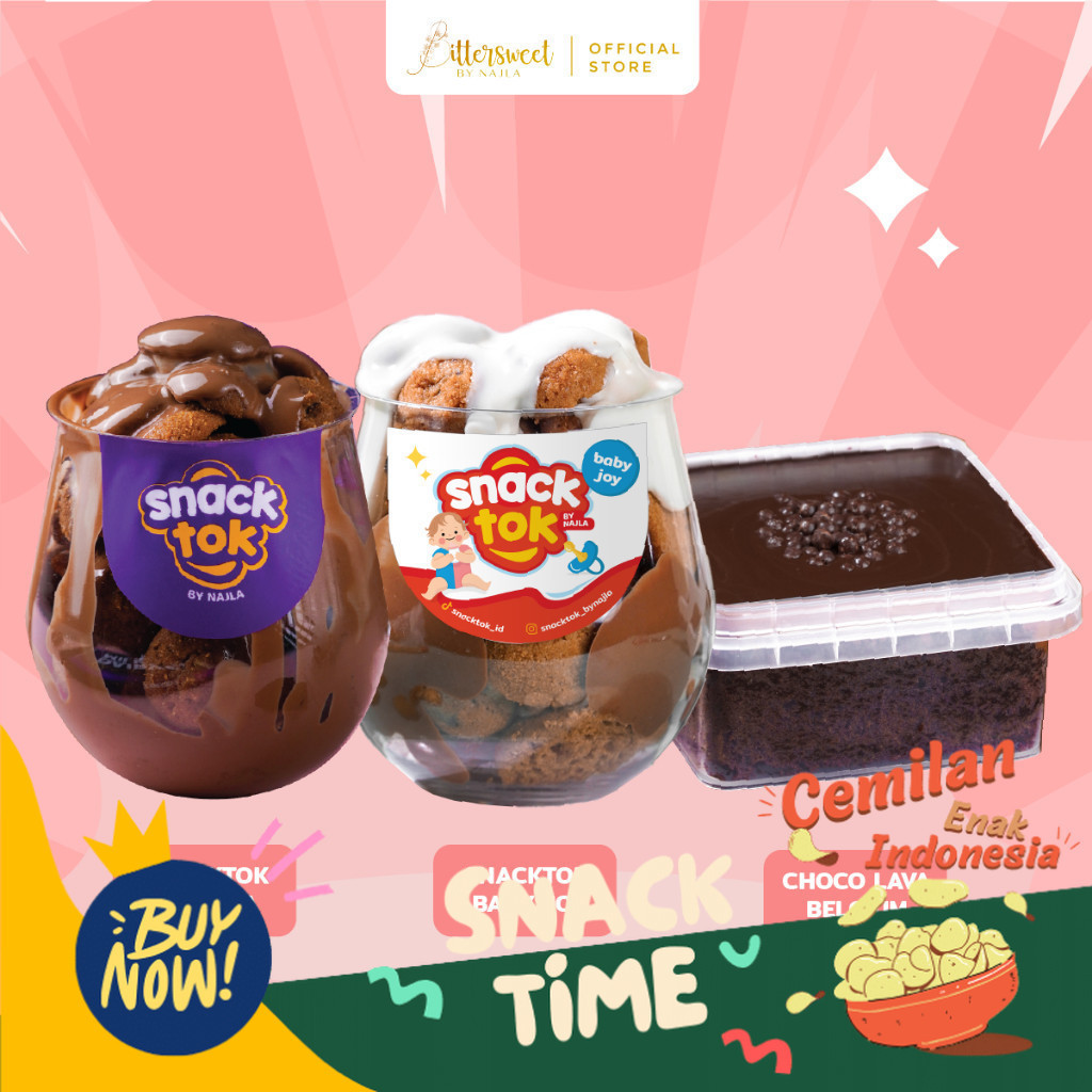 

Special Diskon Bittersweet by Najla - Bundling Baby Joy Snacktok , Snacktok Full Cookies Nutella & Choco Lava Belgium