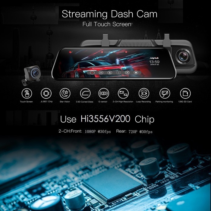 Andar Kamera Mobil Depan Belakang DVR Dashcam Touch Screen Spion DVR 1080P