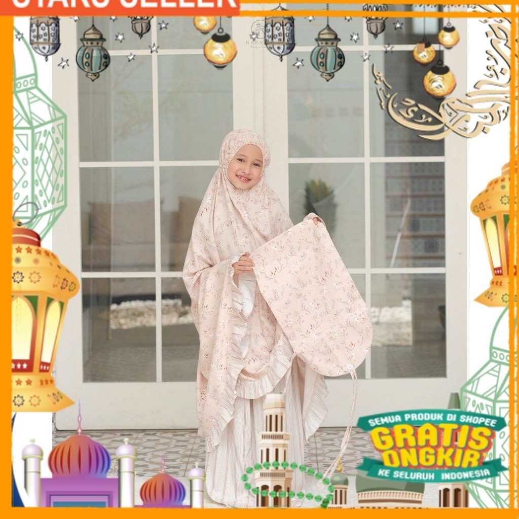 MUKENA FARIKHA KIDS BY NARARYA/ Pink Dusty Fanta Merah muda