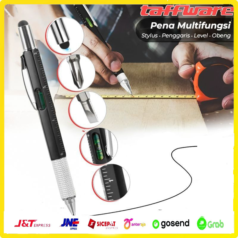 

Pena Multifungsi Plastik Stylus Penggaris Waterpass Obeng Alat Pengukur Perlengkapan Alat Tulis Multifungsi