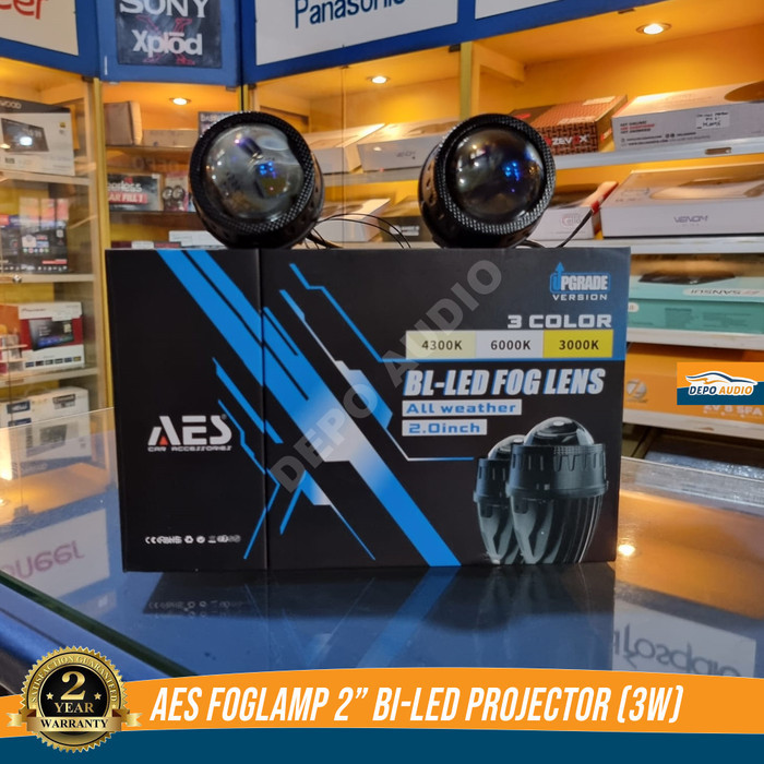 BULL AES BI-LED FOGLAMP 2" PROJECTOR 3 WARNA (BLUE LENS)