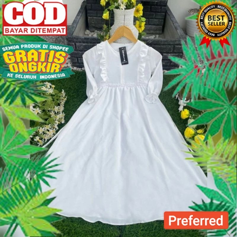 Rosalia Gamis Anak Gamis Crinkle Baju Muslim Anak Gamis Putih Anak Gamis Terbaru Gamis Anak Crinkle 