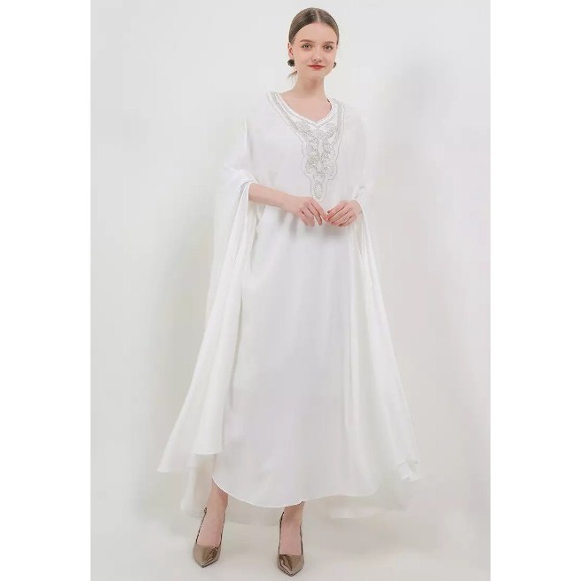 ICONS EMBELLISHED SILK CAPE KAFTAN LEBARAN WANITA MODERN TNIC0808BB