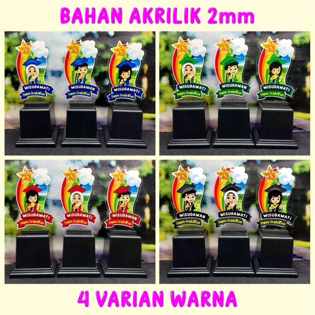 MODEL PELANGI SOUVENIR PLAKAT WISUDA TK TERBARU AKRILIK PERPISAHAN TK PAUD SD