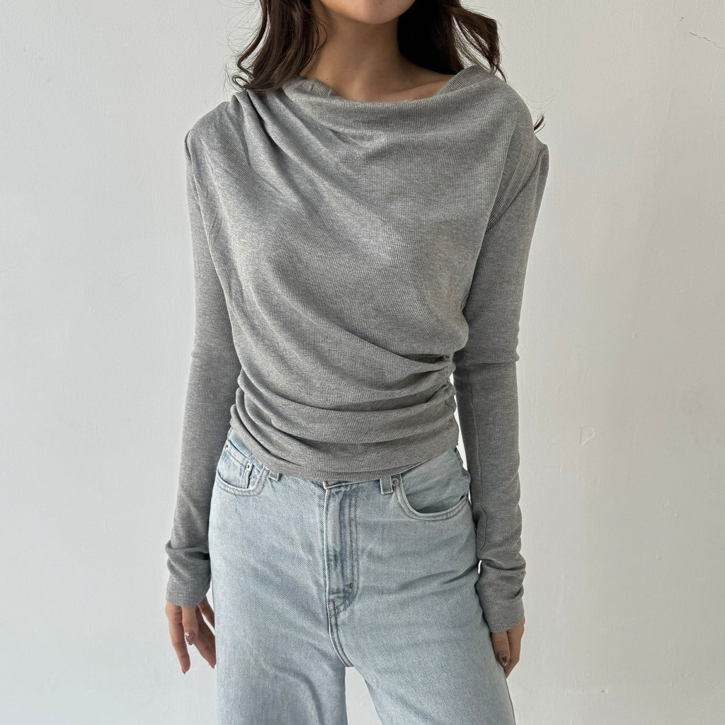 APRIL TOP | Atasan Knit Wanita Korean Top Baju Knit Wanita Lengan Panjang Basic Long Sleeve