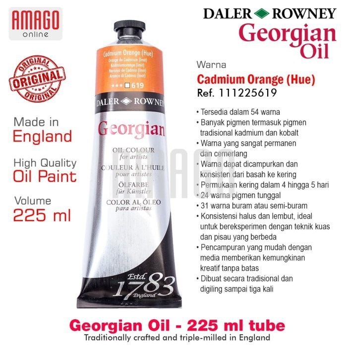 

DALER-ROWNEY Georgian Oil 225 ml - Cat Minyak Lukis - Cadmium Orange Hue - 111225619