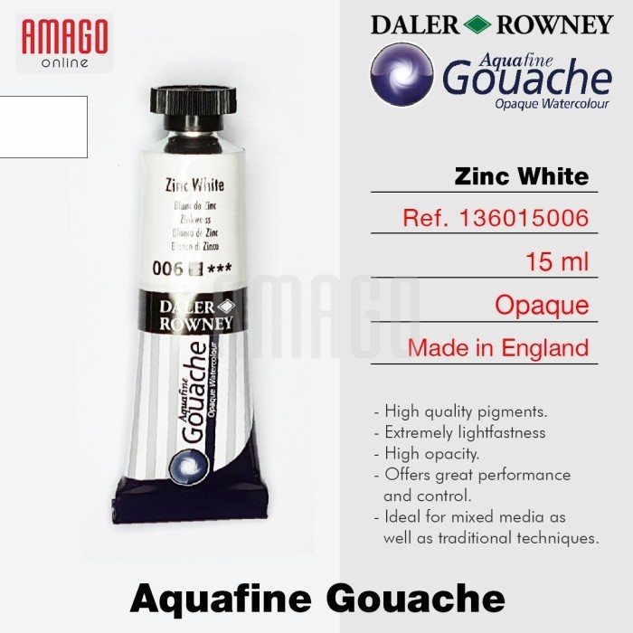 

DALER-ROWNEY Aquafine Gouache Opaque Watercolour 15 ml - Cat Air Lukis - Zinc White - 006
