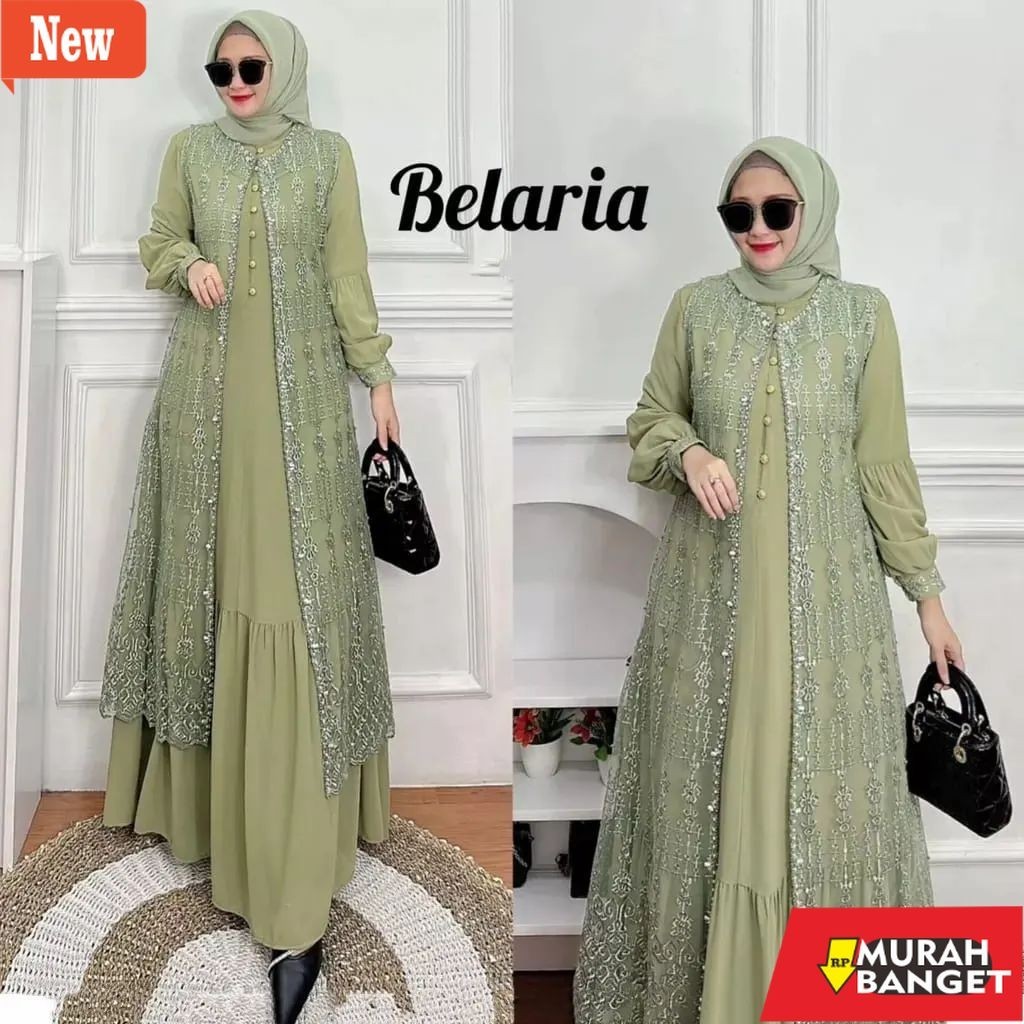 Baju lebaran ala Timur Tengah- Gamis Brukat Jumbo Gamis Ceruty Babydoll Premium Gamis Jumbo LD120 Be