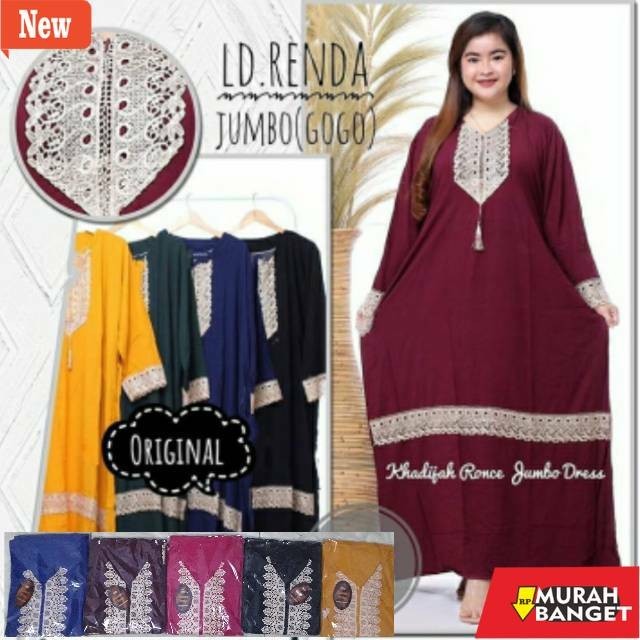 Baju lebaran ala Timur Tengah- Gamis Arab Renda Jumbo Ld 130cm Sahira Ronce Big Size Busui Bumil Fri