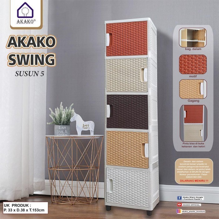 LEMARI PAKAIAN MINIMALIS AKAKO SWING LEMARI PLASTIK 4 SUSUN 5 SUSUN - Akako Swing, 4 Susun