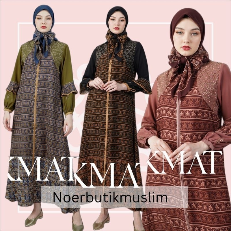 Ramadan Sale Hikmat fashion Original A9299 satu set hijab Abaya Hikmat Noerbutikmuslim Gamis Premium