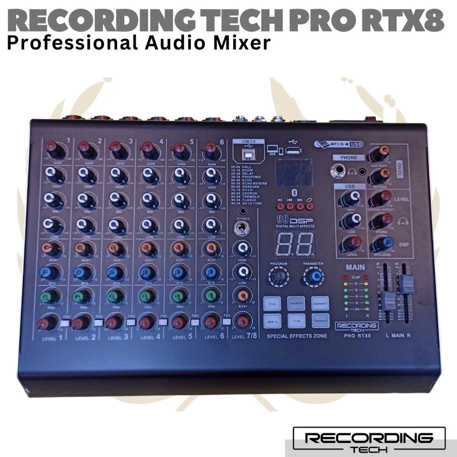 T RECORDING TECH PRO-RTX8 / PRO RTX8 Professional Audio Mixer 8 Channel