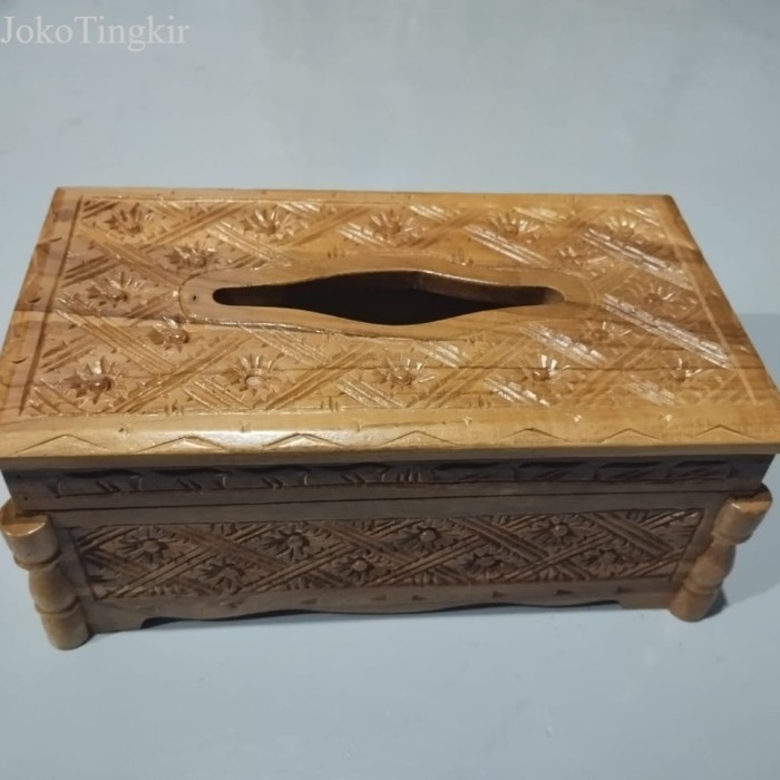 

Kotak tissue kayu jati ukir - Natural blicing murah