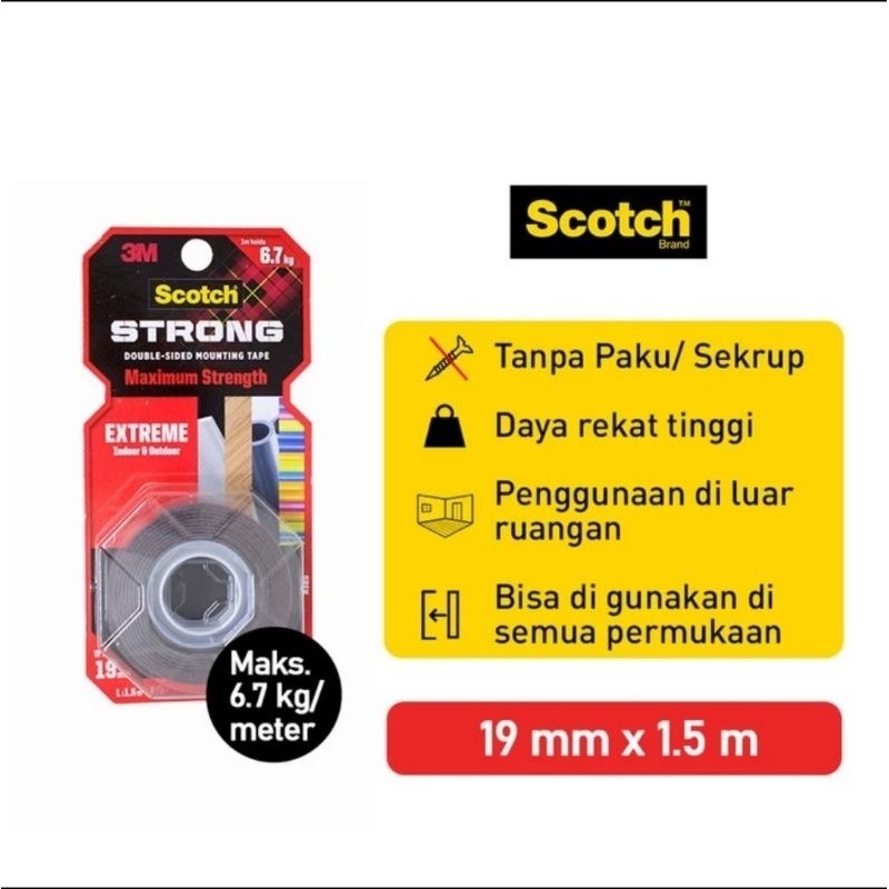 3M double tape scotch strong extreme indoor outdoor 414-S19 6,7 Kg 19MM × 1,5 M