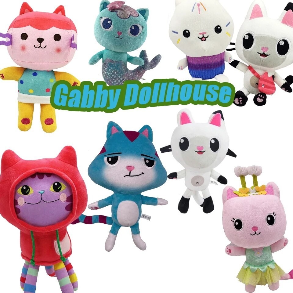 61pcs 20-32cm Gabby Doll House Plush Toy Backpack Cat Cake Cat Mermaid Stuffed Animal Plushie Gbay S