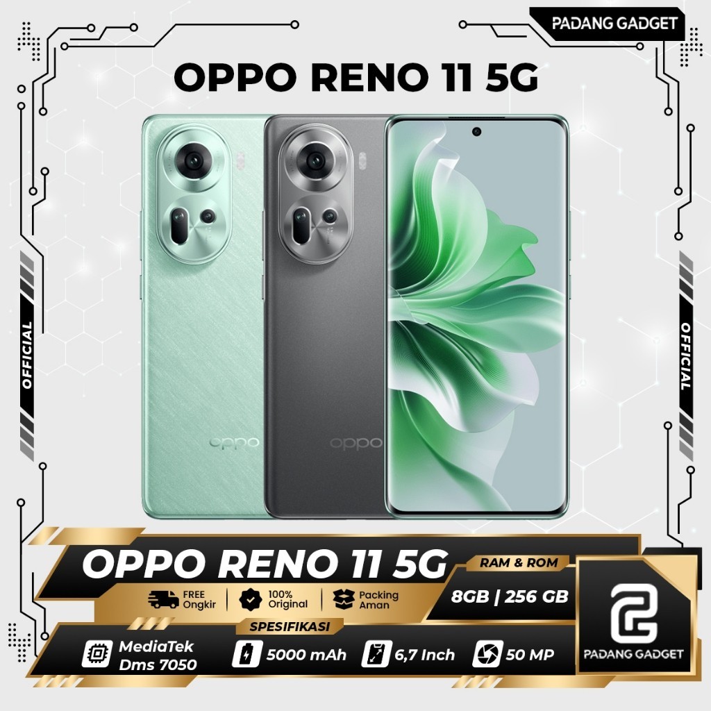 OPPO Reno11 5G Ram 8+8/256 GB Extended Original Resmi Smartphone Hp Android Bersegel Garansi Resmi Oppo