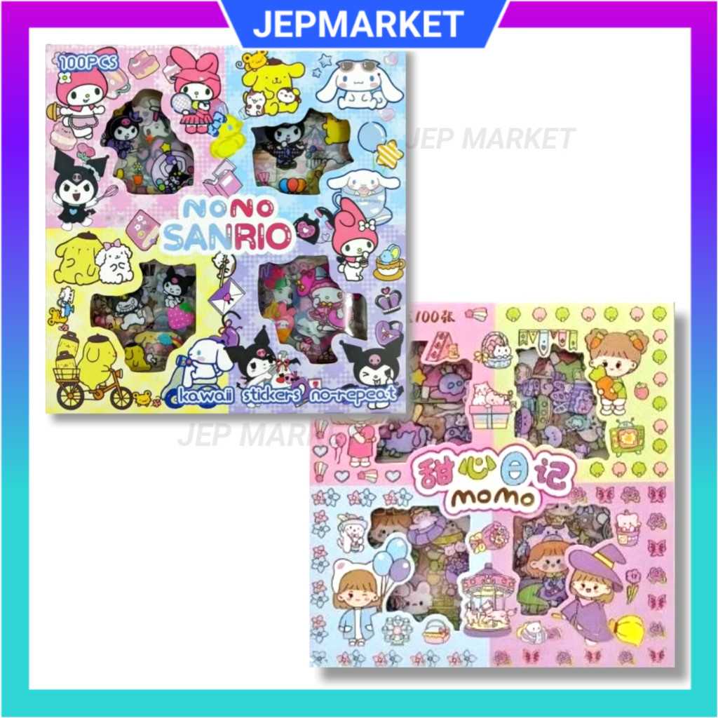 

100 Lembar Stiker sanrio stiker Momo Kartun Korea Lucu Anti Air Dekorasi Handbook Scrapbook DIY