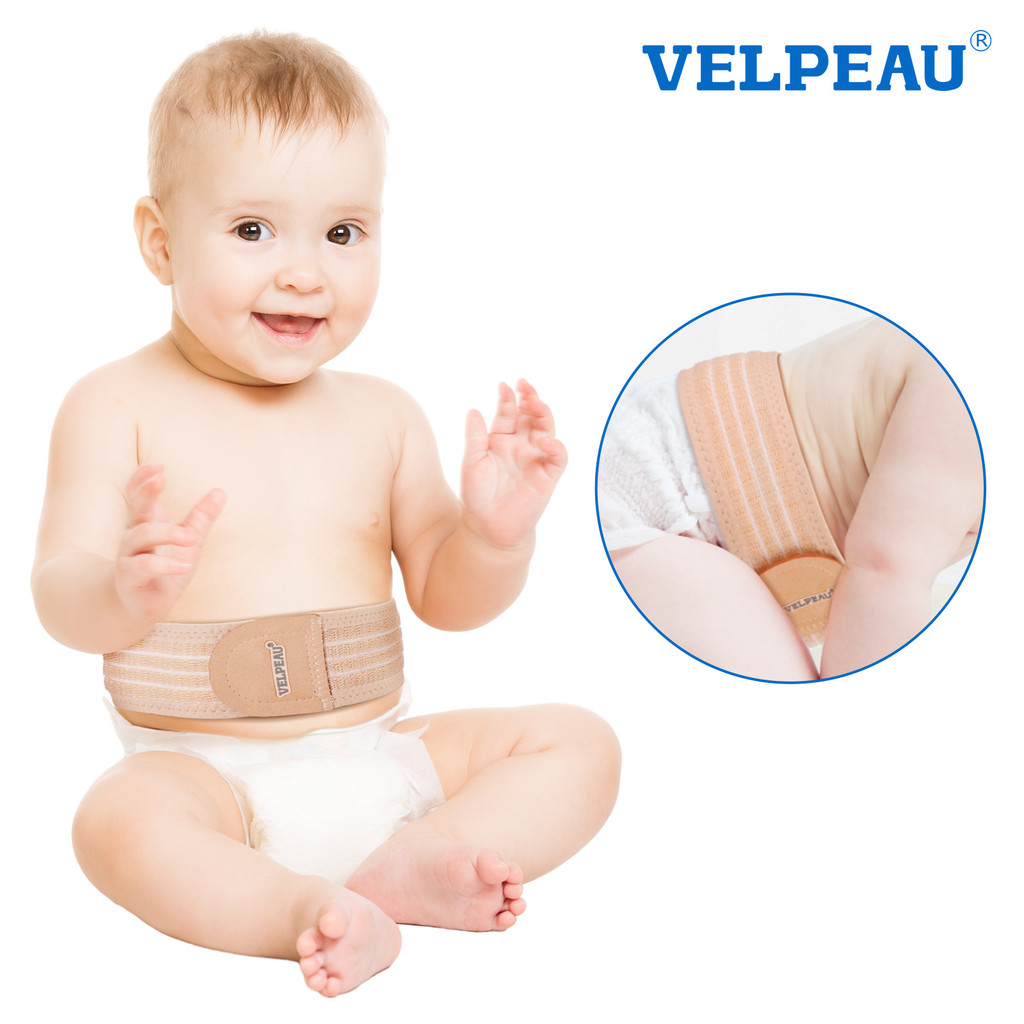 

VELPEAU Umbilical Hernia Belt Baby for Infant Belly Button Wrap Truss Abdominal Binder with 3 Different Shapes Compression Pads