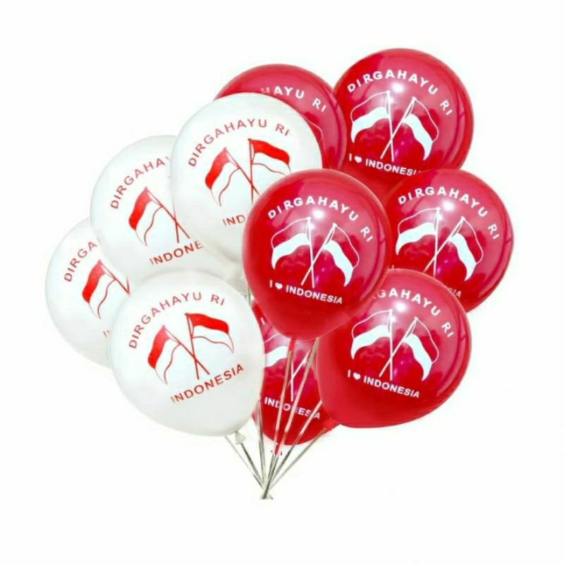 Balon Merah Putih Logo Bendera / Balon Merah Putih Polos / Balon Merah Putih