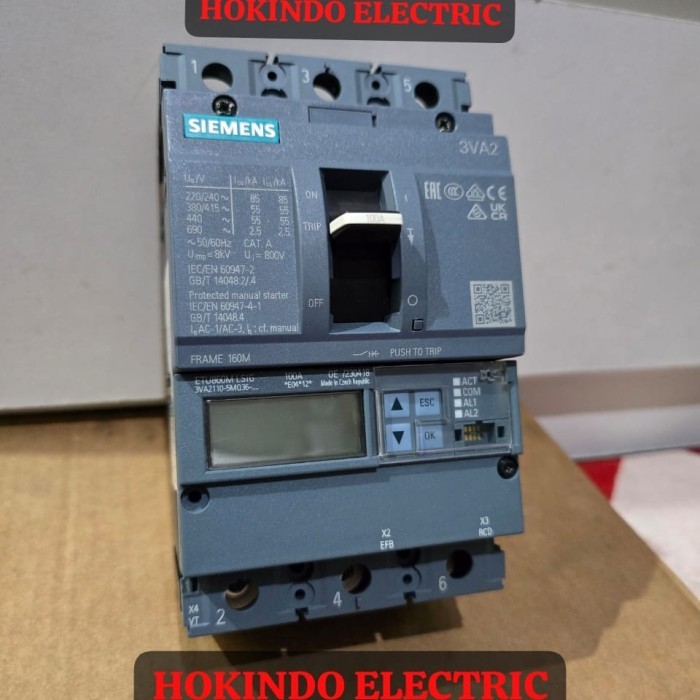MCCB SIEMENS 3VA2 3P 100A 55KA FRAME 160M /  MCCB SIEMENS 3VA2110-5MQ36-0AA0 + ETU860 LSIG SIEMENS O