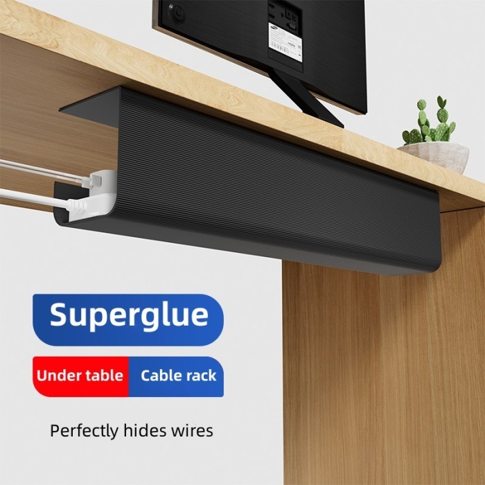 

[BUY NOW] OFFO Cable Management Tray Socket Penyimpanan Kabel Tempel Under Desk - Hitam