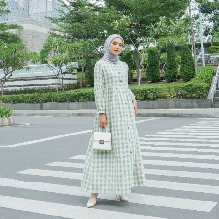 "V.NLN" - SALE Le Khari Dress Maya Gamis Katun Gamis Busui Size S - XL - Maya Green, S