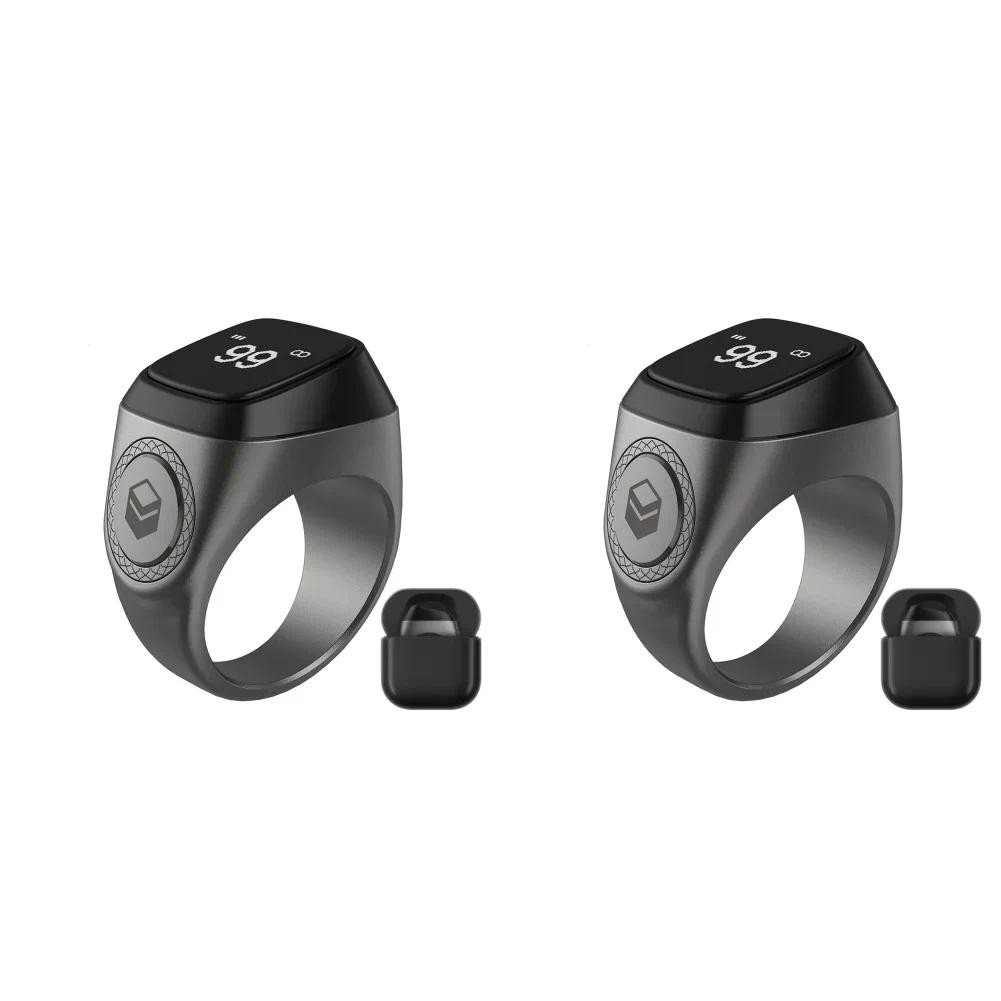 

20mm Counter Smart Ring with Charging Box Tasbeeh Tally Counter 0.49 Inch OLED Display Vibration Reminder Zinc Alloy for Muslims