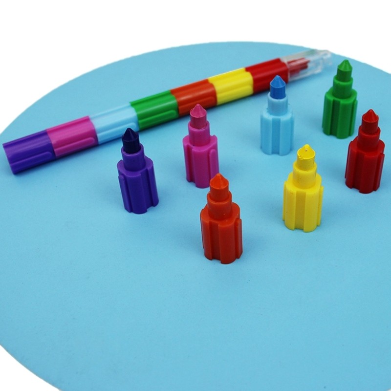 

10PCS Stackable 10 Color Building Blocks Crayon Pen Birthday Party Gift Bag Fillers for Kid Student Drawing
