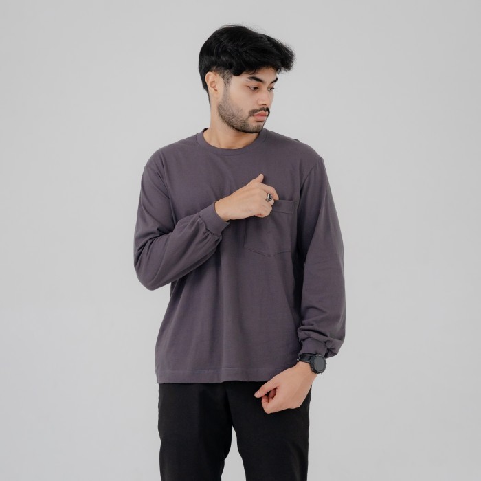 Kaos Polos Lengan Panjang Reguler Grey - M