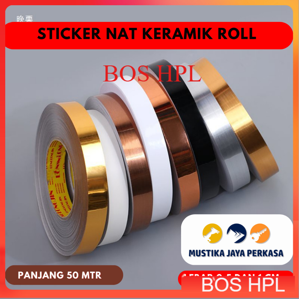 Stiker Nat Keramik Emas Gold Roll Panjang 50 Mtr / Sticker Pembatas Keramik