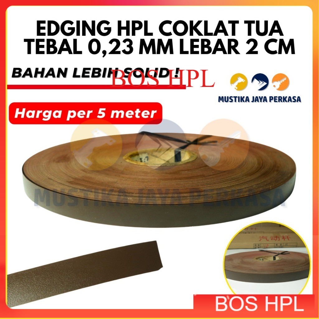 Per 5 Meter Edging HPL Coklat Tua Solid Lebar 2 CM