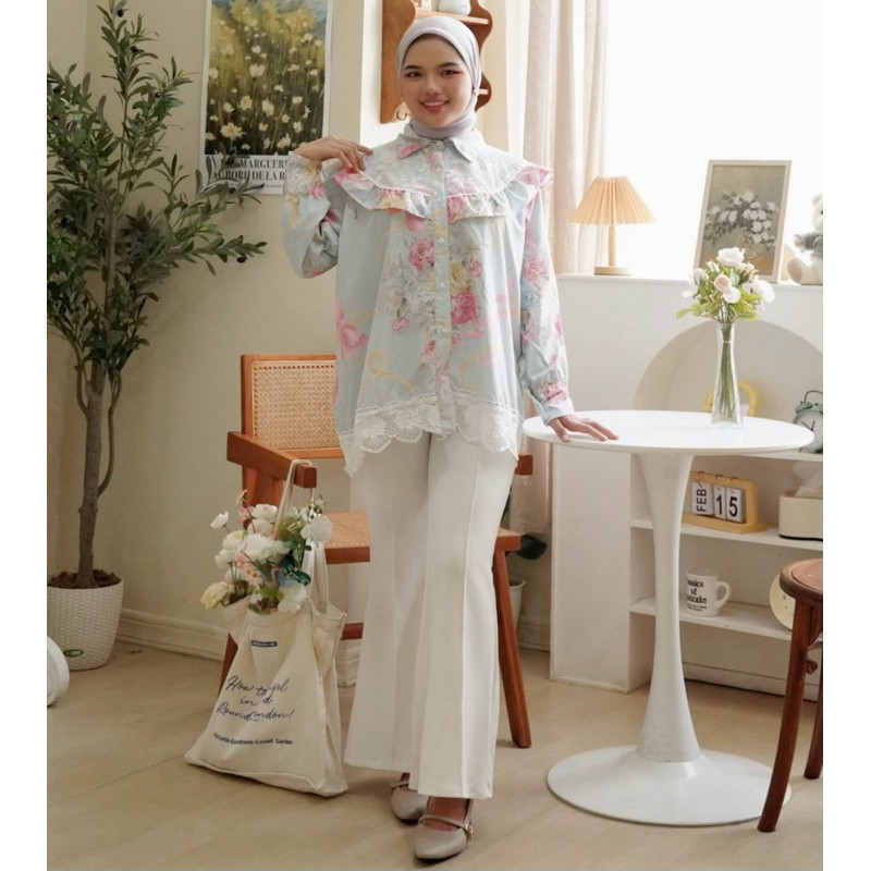 BOONFIT - ZFS BLOUSE RETA CANTIK MOTIF MEIJIWANG RENDA / MEIJI LACE BLOUSE / atasan blouse floral ga