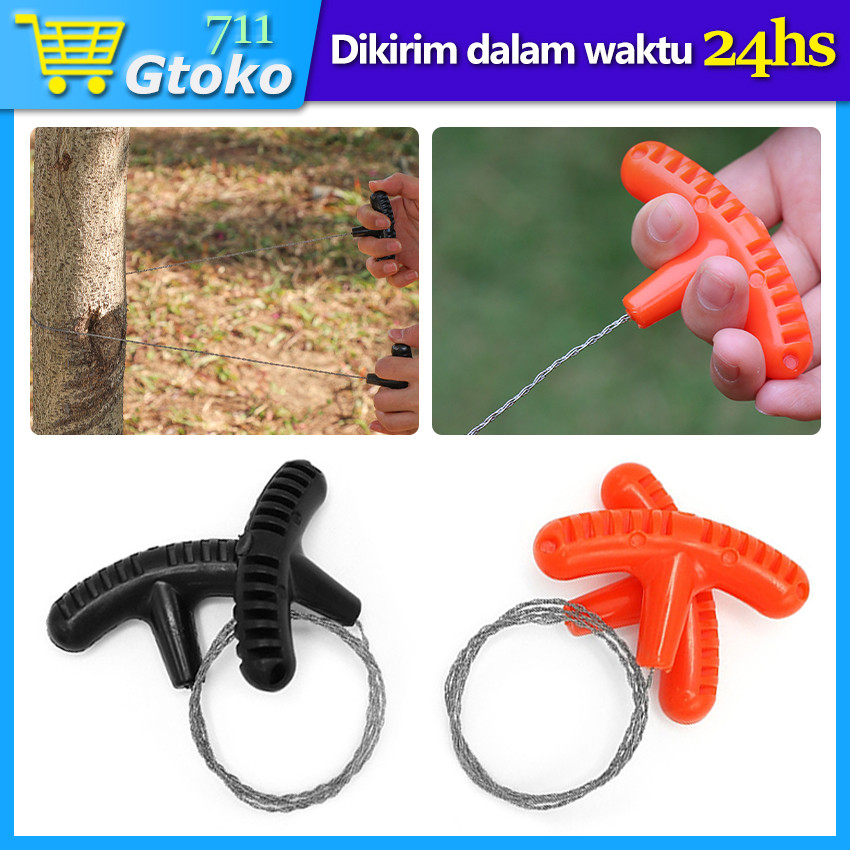 Gergaji Tali Kawat Rantai Besi Tarik Gesek Alat Pemotong Kayu Manual Portable Mini Wire Saw Survival