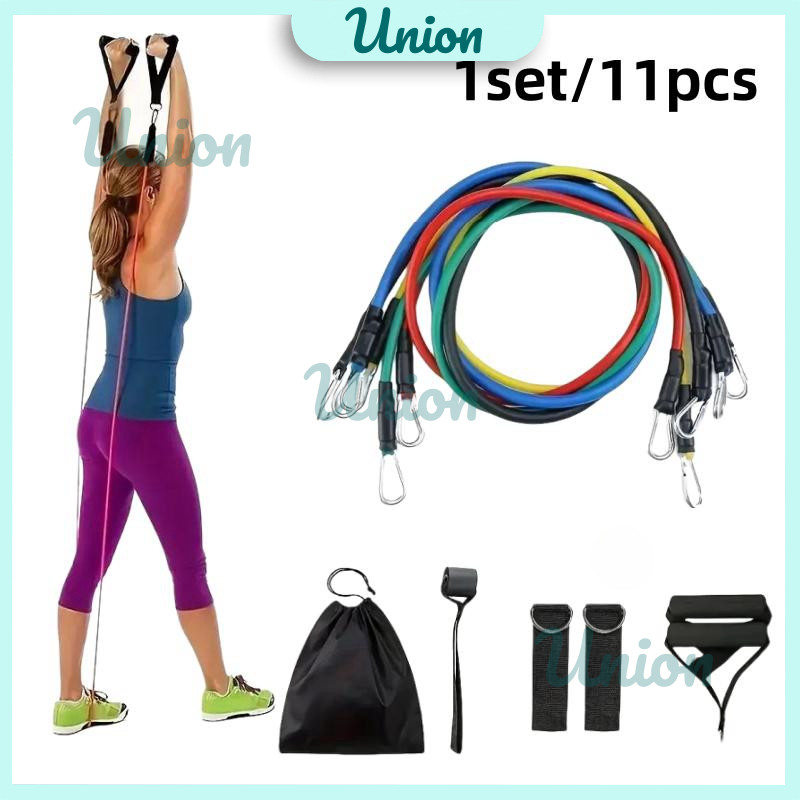 UM Resistance Bands 11 In 1 Set / Alat Fitness Dan Gym Dirumah / Resistance Bands / Resistance Tube Elastic Fitness Gym