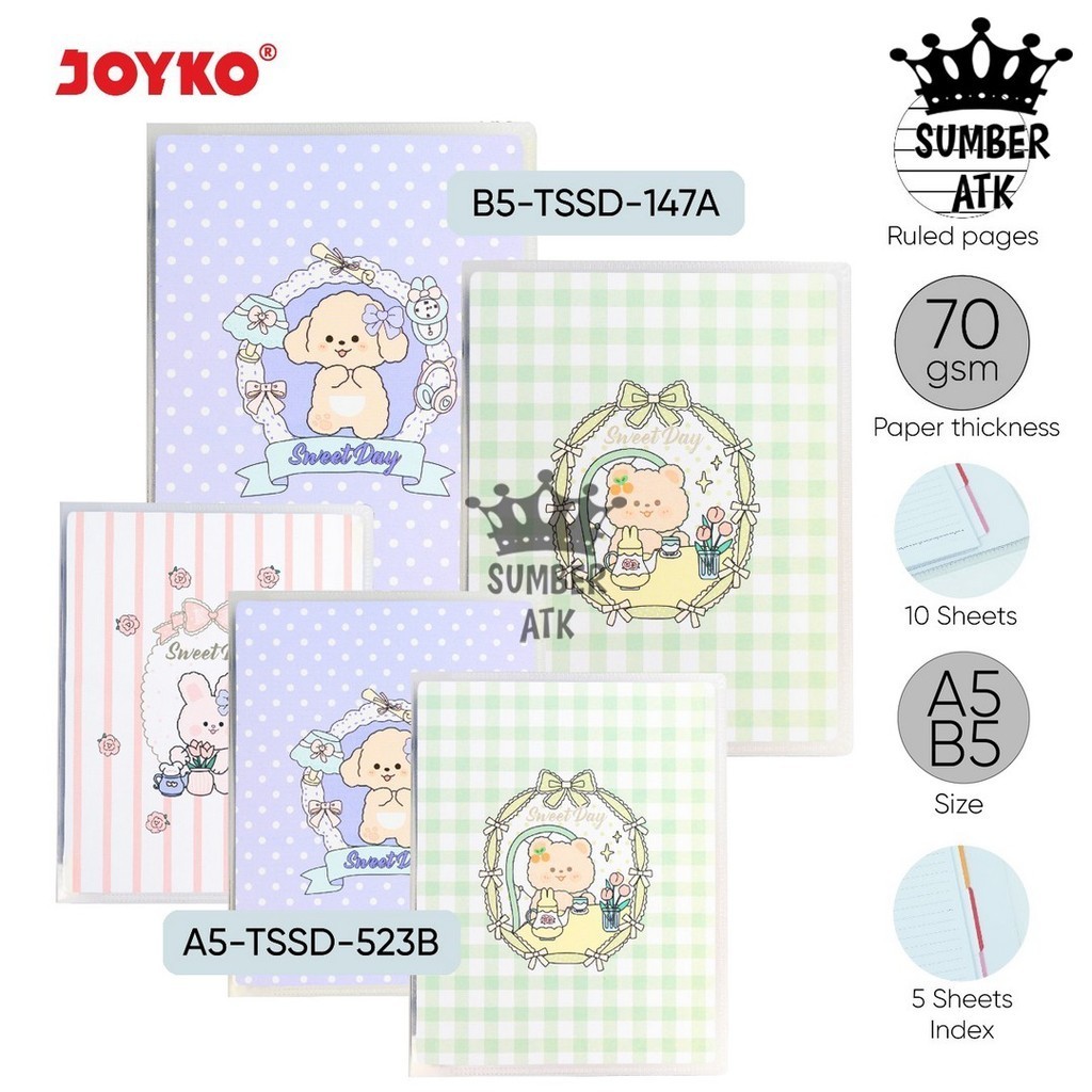 

Binder Note A5 dan B5 Joyko A5-TSSD-523 & B5-TSSD-147 Sweet Day