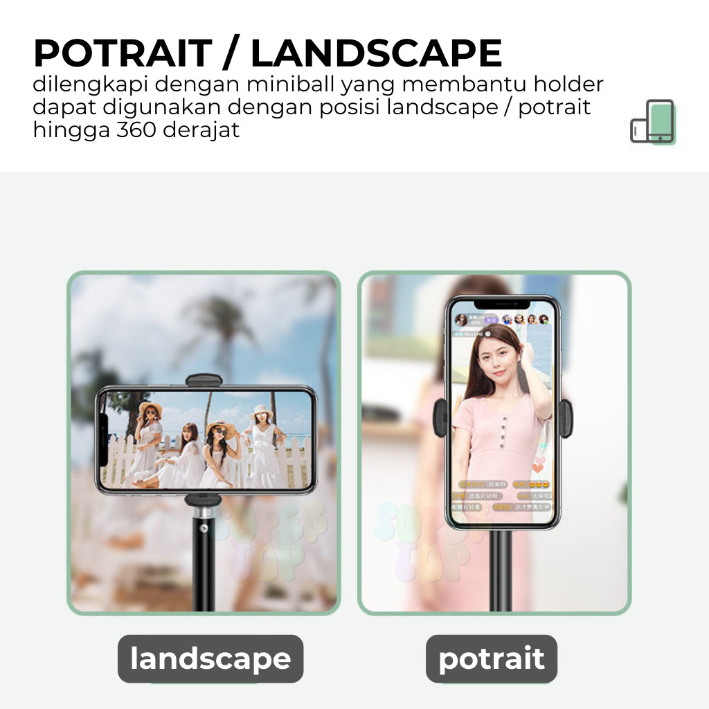 Tripod Hp 2 Meter Besi Aluminium Alloy - Stand Tripot Handphone Free Holder Miniball 360 Derajat-1