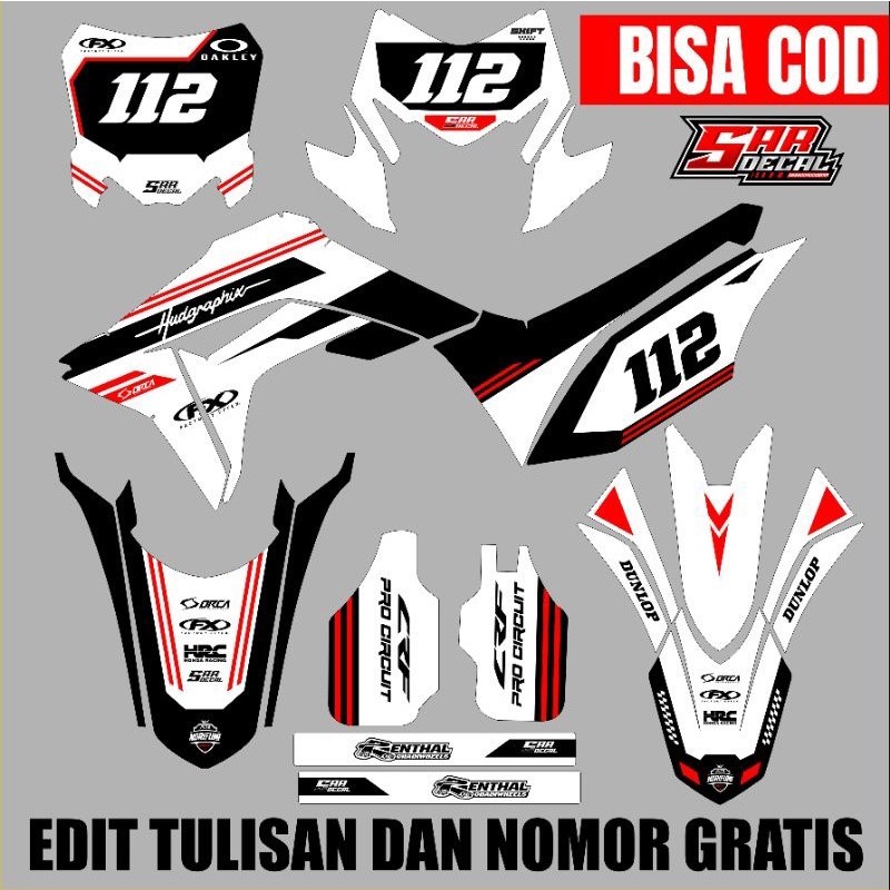 DECAL CRF 150L FULL BODY - DECAL SUPERMOTO MOTO CROSS - DECAL CRF SIMPEL KEREN - DECAL CRF MERAH PUT