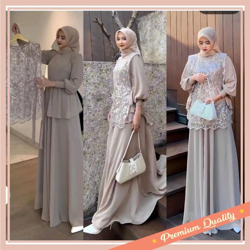 Gamis Kekinian Remaja Anak Dewasa Murah Keren / Cintya set brukat gamis wanita bahan ceruty babydoll