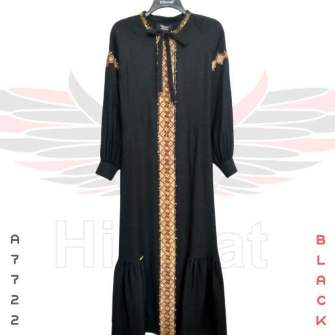 BAJU PESTA,BUSANA MUSLIM,GAMIS PESTA,ABAYA HIKMAT FASHION A7722 BLACK