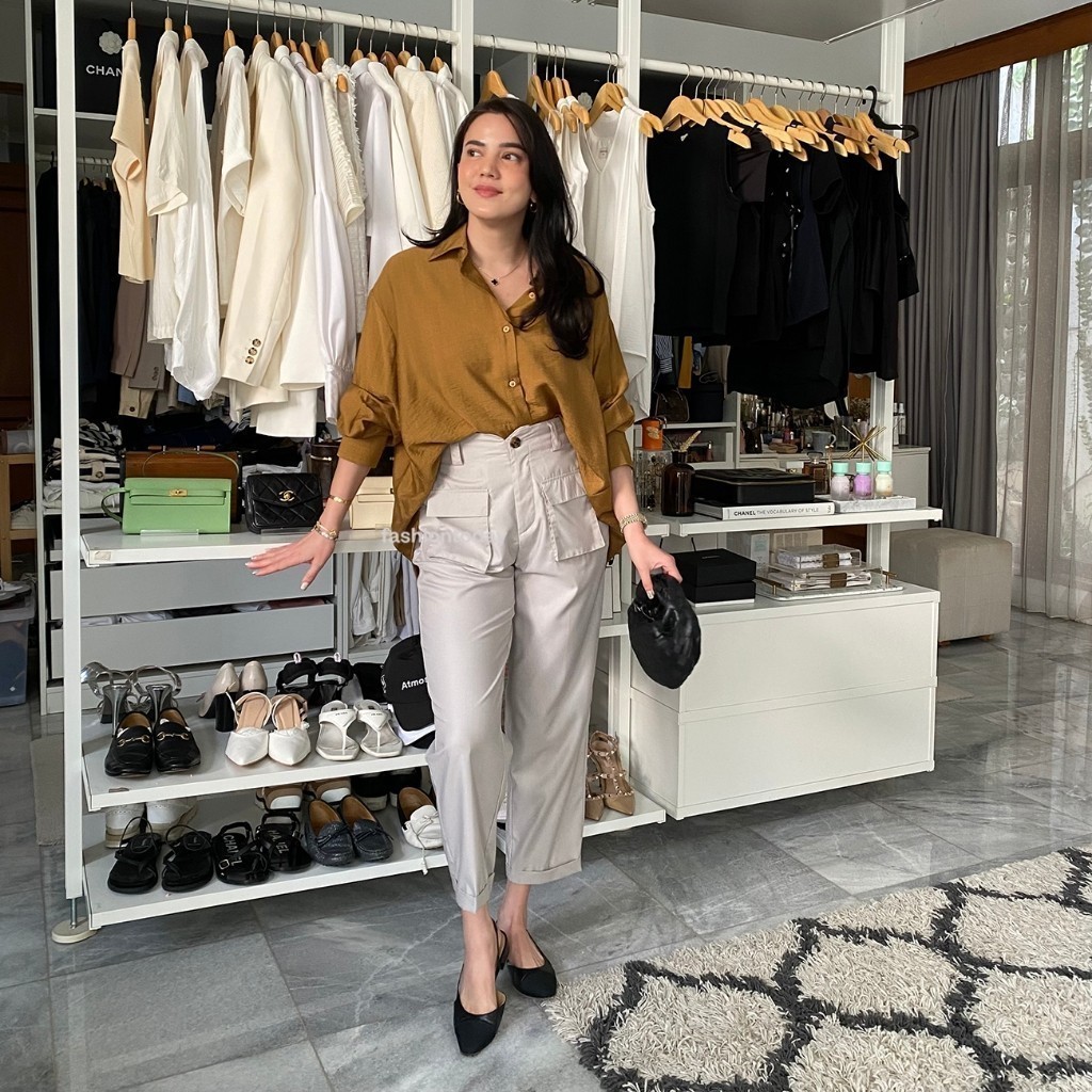 MEGA SALE Jema Shirt Linen Flowy ( Atasan Premium FASHIONTODAY )