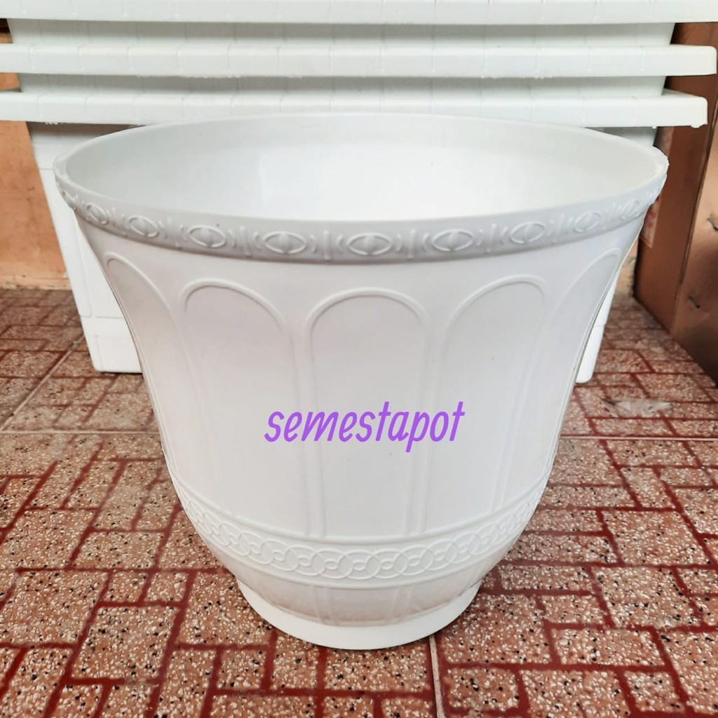 6 PCS Pot Roma 40 Putih Setengah Lusin Pot Plastik Bunga Tanaman